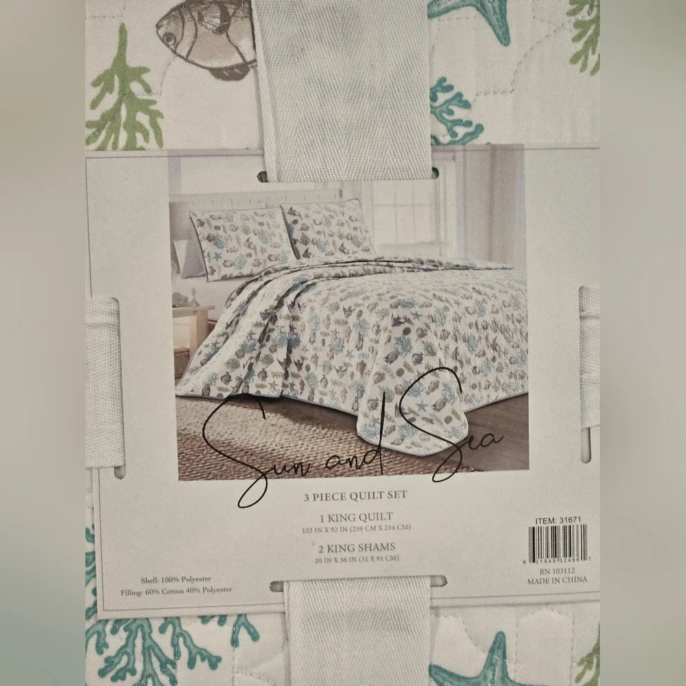 Sun and Sea King Quilt Nautical Beach Fish Ocean